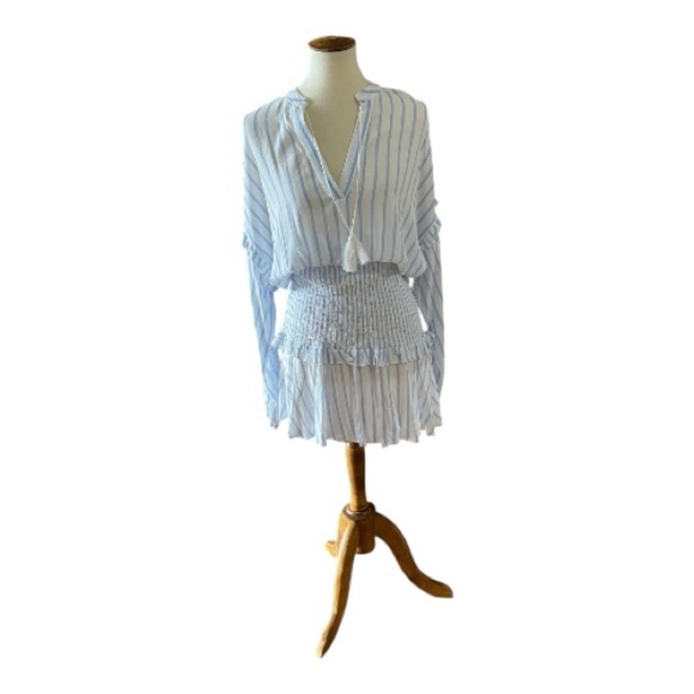 #276, Aqua Light Blue and White Striped dress, NWT, size L